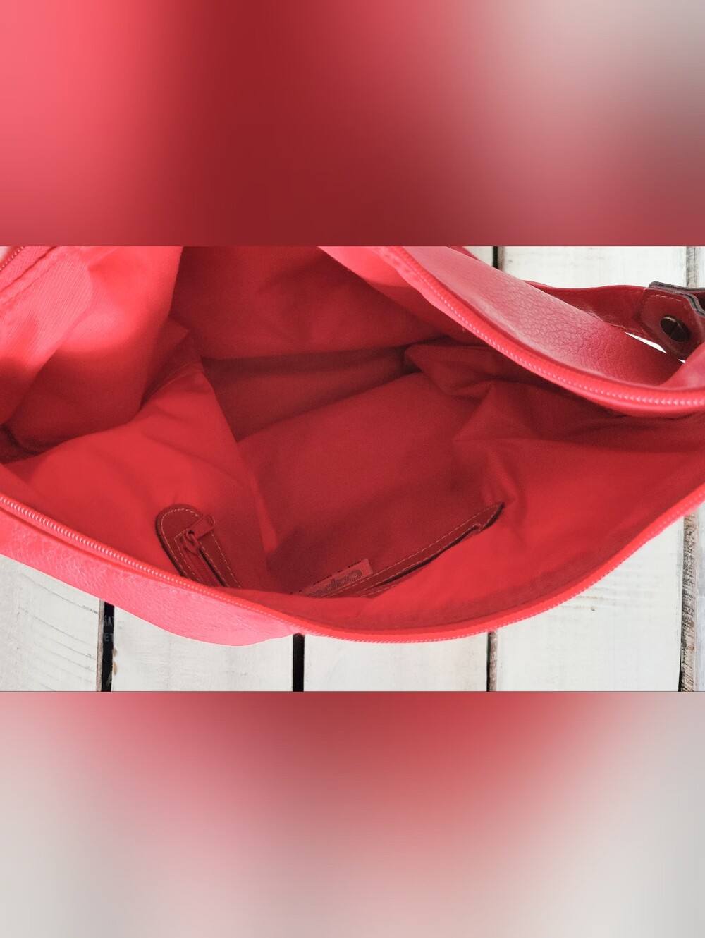 1887 Capezio Red Leather Shoulder Hobo Vintage - Picture 5 of 8